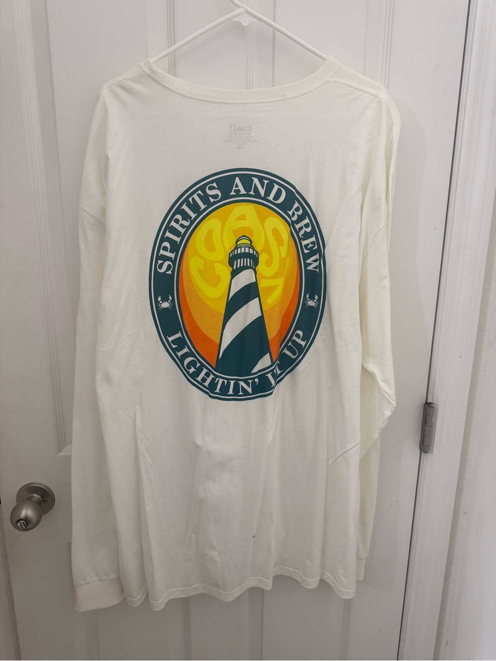 Coast Spirits and Brew Lightin' It Up Long Sleeve Shirt - Ivory/White. Size XXL.
